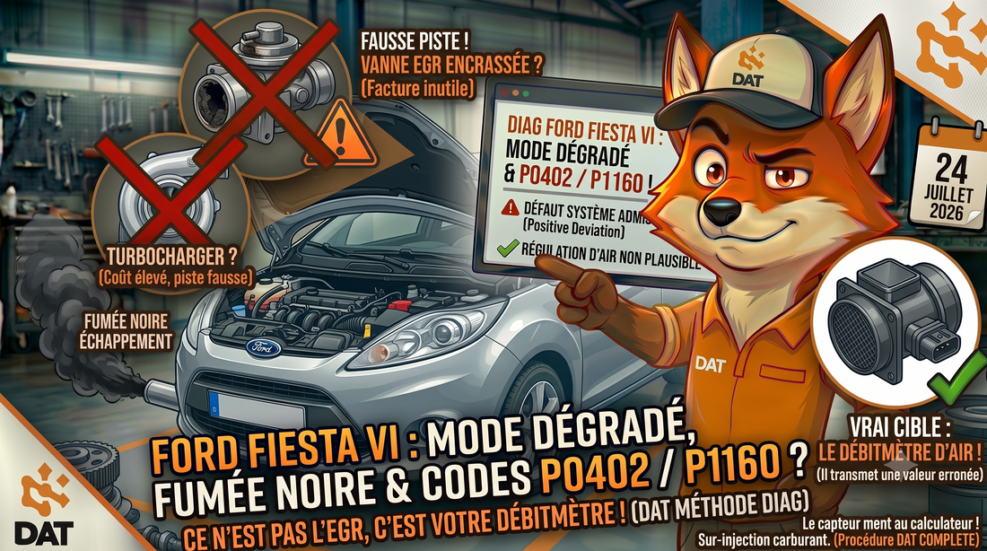 Codes défaut P0402 P1160 régulation air admission Ford Fiesta VI mode dégradé - Données Auto Techniques