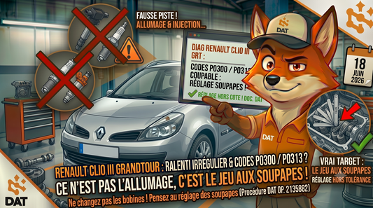 Codes défaut P0300 P0313 ratés combustion ralenti irrégulier Renault Clio III Grandtour - Données Auto Techniques