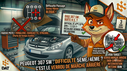 Plaque intermédiaire boîte de vitesses Peugeot 307 SW dépose verrou marche arrière - Données Auto Techniques