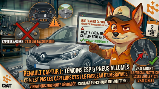 Codes défaut 403A13 40371D capteur vitesse roue arrière ESP Renault Captur I - Données Auto Techniques