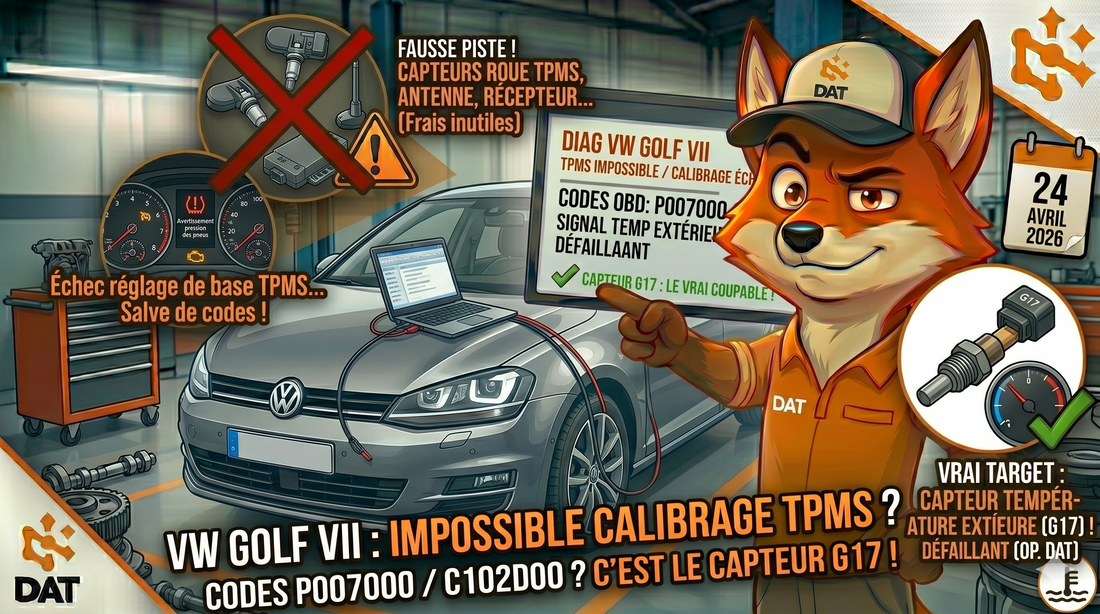 Codes défaut P007000 C102D00 B103F1A température extérieure TPMS VW Golf VII multi-calculateurs - Données Auto Techniques