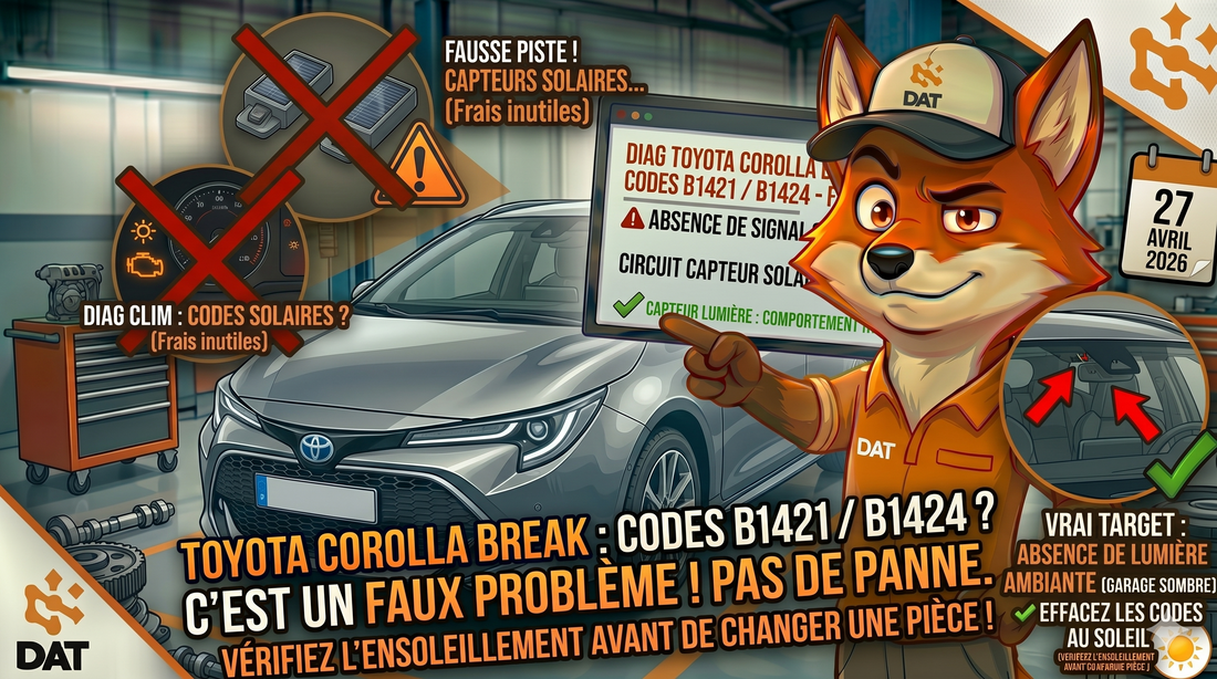 Codes défaut B1421 B1424 capteur solaire conducteur passager climatisation Toyota Corolla Break - Données Auto Techniques