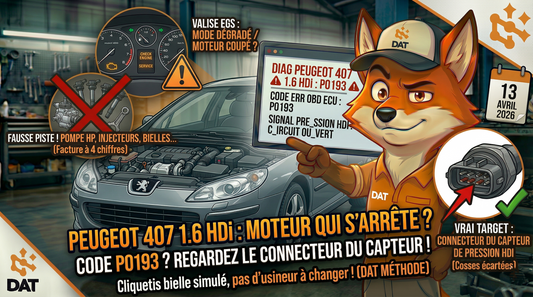 Discontinuités pression rail 290-440 bar code P0193 Peugeot 407 1.6 HDi essai routier - Données Auto Techniques