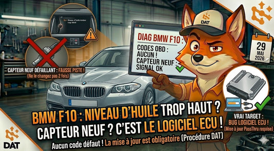 Message niveau huile moteur trop élevé combiné instruments BMW Série 5 F10 après remplacement capteur - Données Auto Techniques